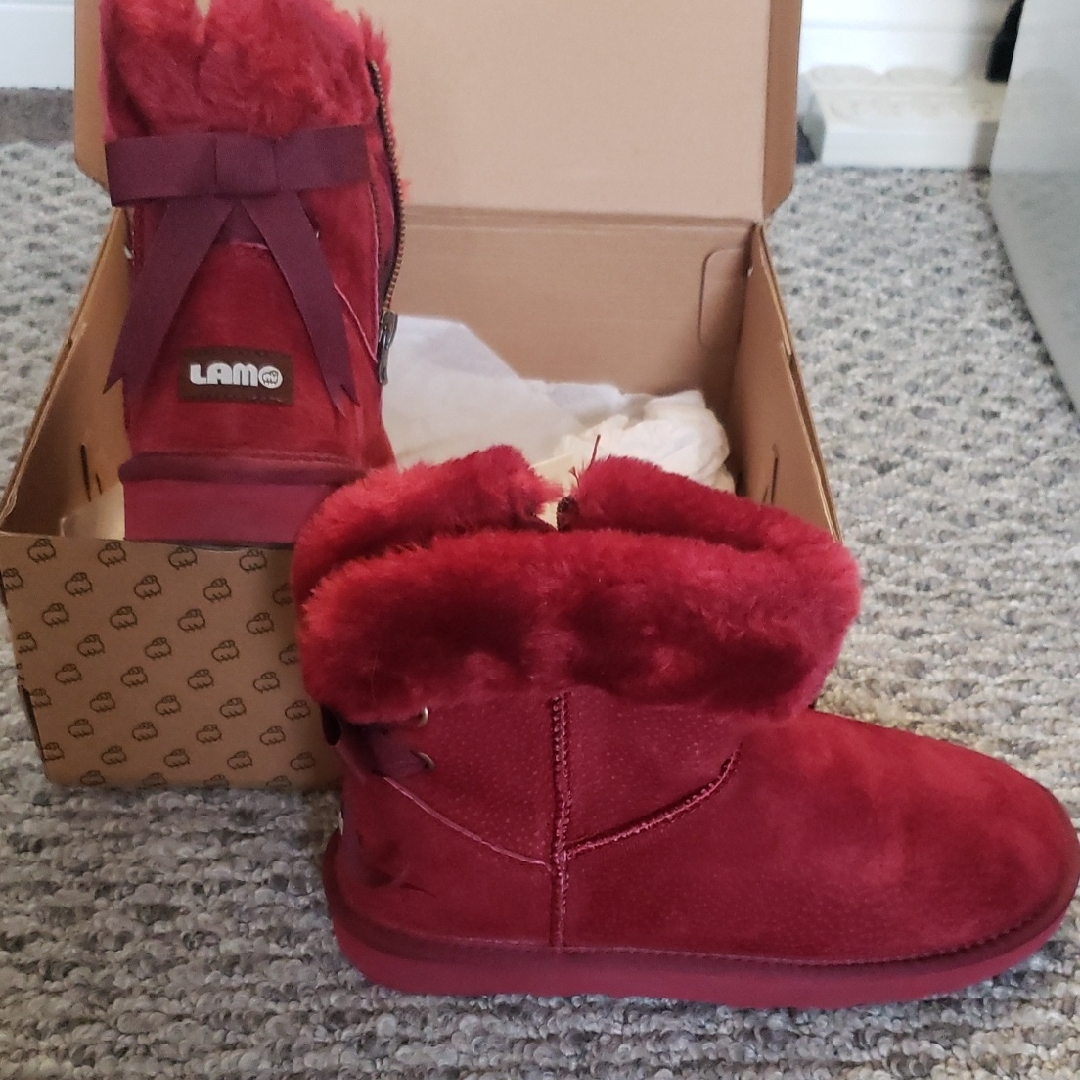 Lamo Red Suede Fur Boots